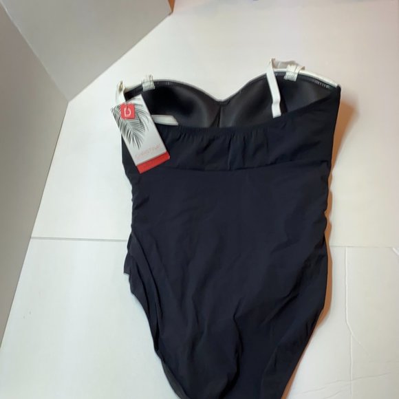 NWT Christina  Intricate Pleats Bandeau One Piece swimsuit - Picture 4 of 5